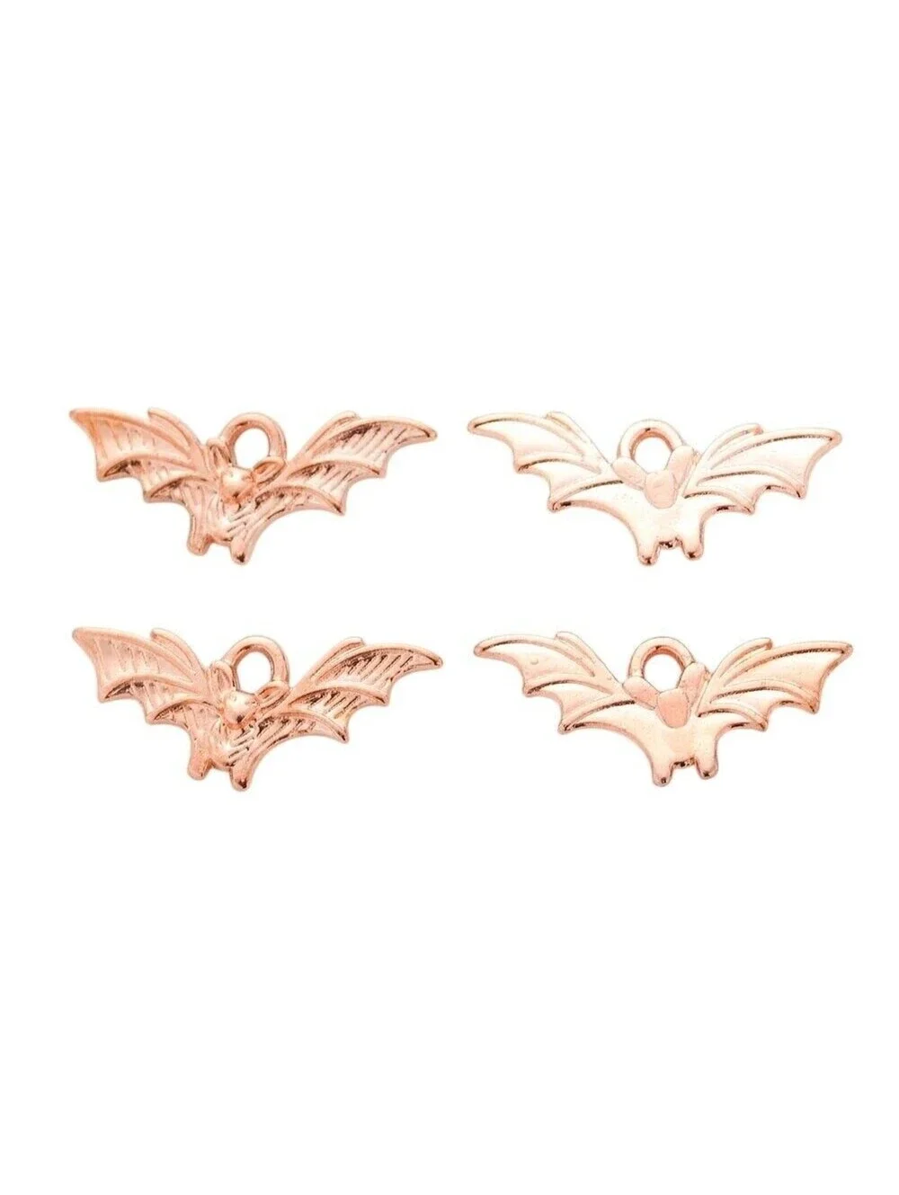 10 Gothic Vampire Bat Rose Gold 21x9mm Flying Winged Goth Horror Charms